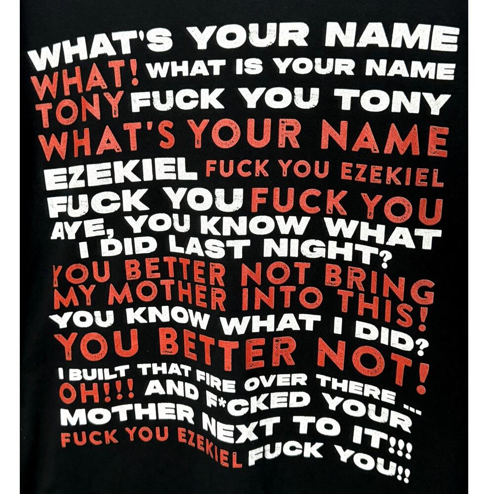 MEN'S FUNNY "WHAT'S YOUR NAME?- EZEKIEL" BLACK SHORT SLEEVE T-SHIRT SIZE LARGE - Picture 3 of 5